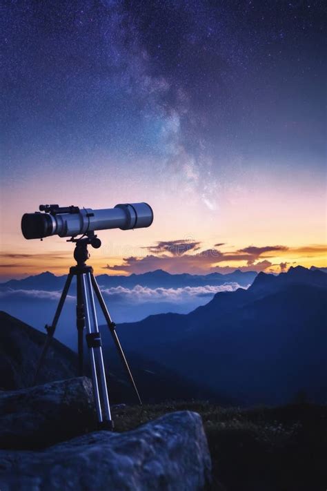 Telescope under night sky